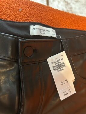 Abercrombie & Fitch Black Wide Leg Faux Leather Pants